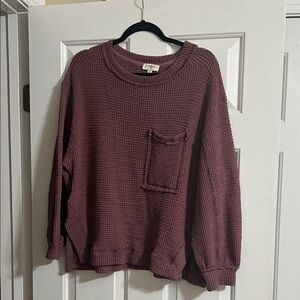 Umgee Oversized Slouchy Mauve Purple Waffle Knit Long Sleeve Top Size Medium